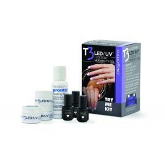 Picture of T3 LED/UV Try Me Kit (7gr clear, pink, white, 3ml prep, fuse, top, 60ml fwh)