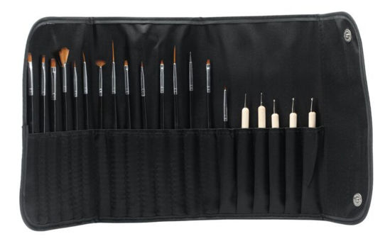 Afbeeldingen van Nail Art Brush Set - 14 NailArt penselen en 6 tools in een Cuccio etui